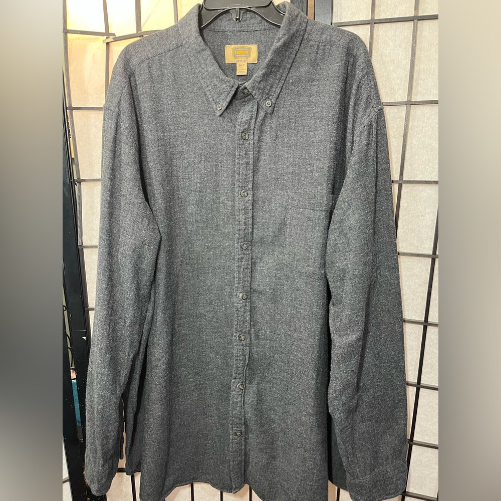Foundry Shirt Men's 3XLT Gray Super Soft Herring Bone Long Sleeve Button Down